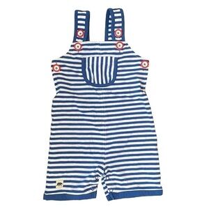 Wild Things White Blue Striped Shortalls Size 2